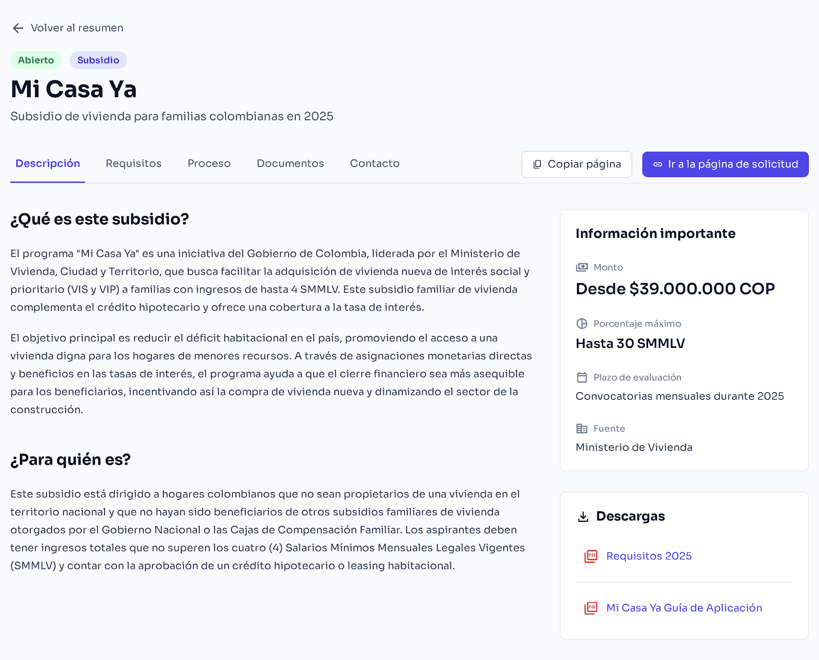 Sistema de búsqueda de subsidios y servicios con IA
