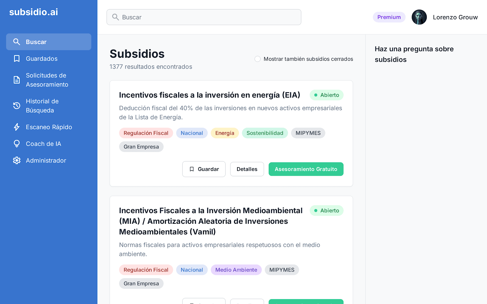 Subsidio.ai plataforma para encontrar subsidios y programas en Colombia